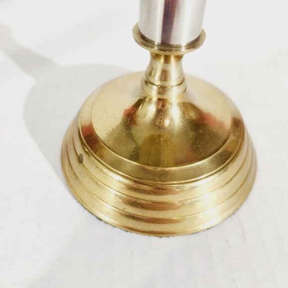 Enesco Graduated Candlestick Taper Candle Holders Metal Brass Stainless Vtg - Picture 4 of 11